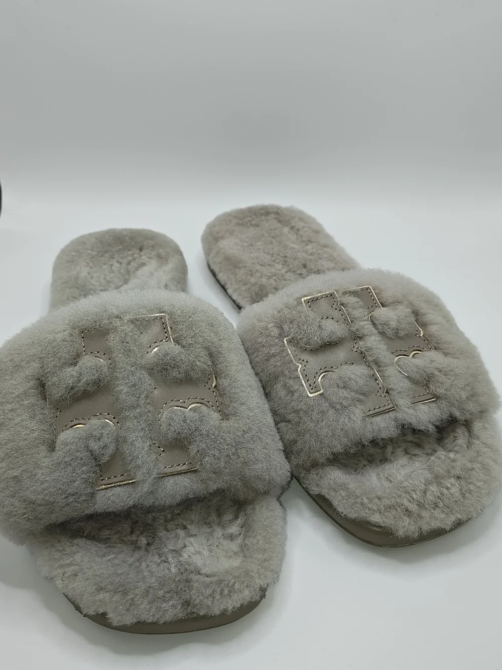 Tory Burch -Fur Slide Slippers in Light Gray Size 8 - Picture 7 of 7
